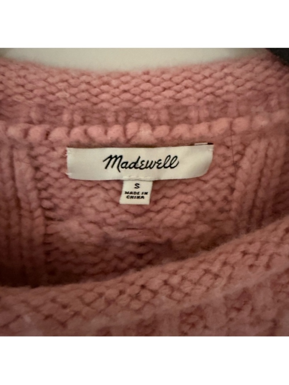 Madewell Pink Cable Knit Fisherman Sweater Small Chunky Cozy Cottagecore - Picture 3 of 4